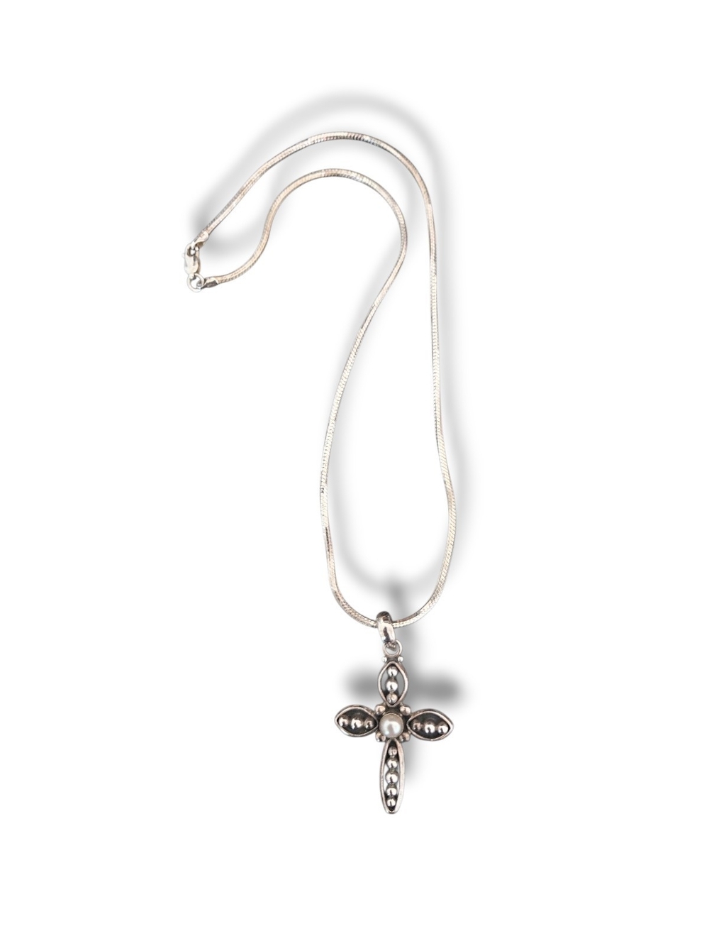 Silpada Sterling Silver Cross Pendant Necklace with Pearl Accent